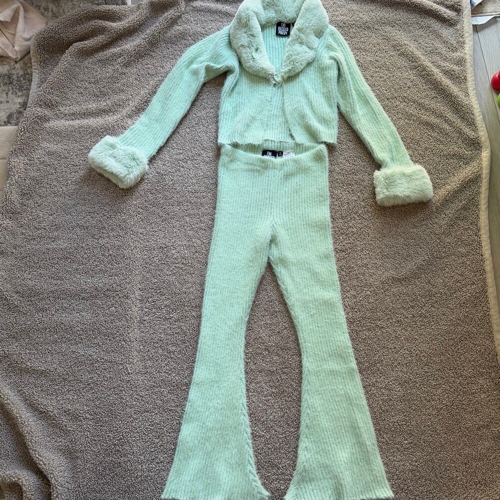 The Ragged Priest Agent Sweater Set Knit Top Pant Mint Green Size Medium
